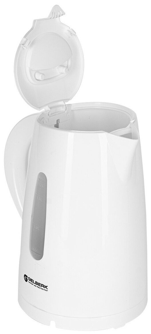 Чайник электрический Gelberk 1,7 л, 1850 Вт, пластик, белый (GL-460) - фотография № 2