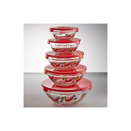 фото Без тм набор мисок забава рк-0006/2 с пластик. крышками рябина алая (5 предметов &#216;9;10,5;12,5;14;17см) yandex market