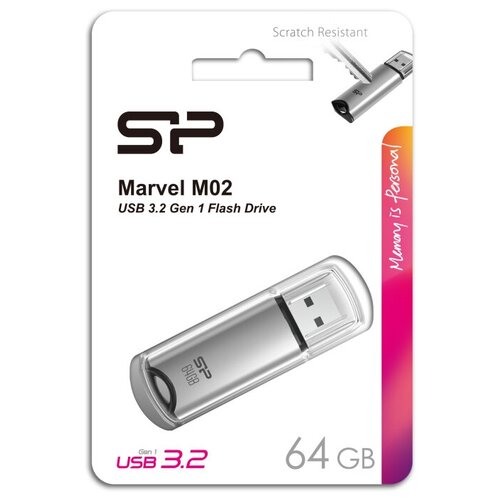 USB флешка 64Gb Silicon Power Marvel M02 silver USB 3.2 Gen 1 (USB 3.0)