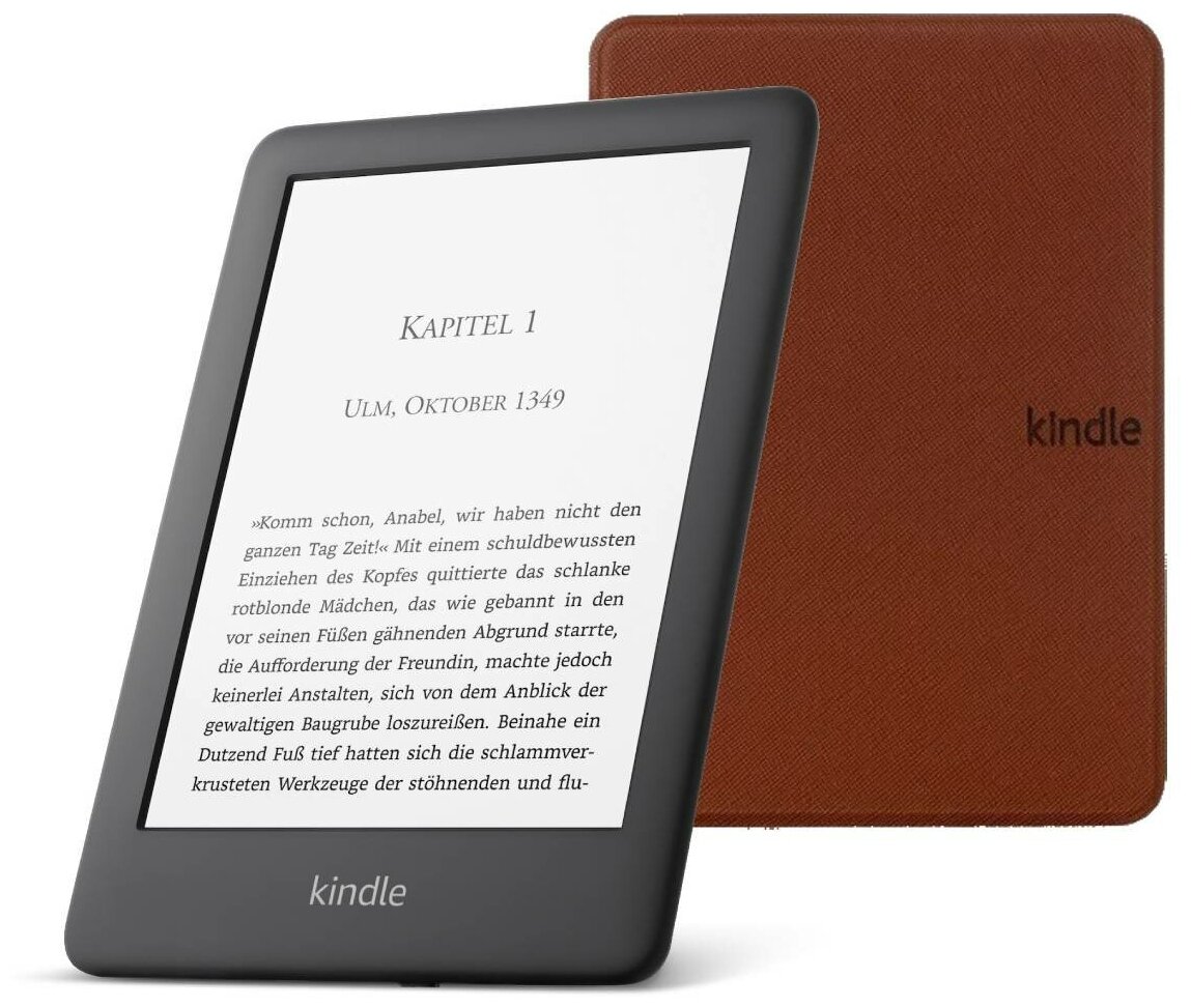 Электронная книга Amazon Kindle 10 2020 8Gb Black + Чехол UltraSlim коричневый