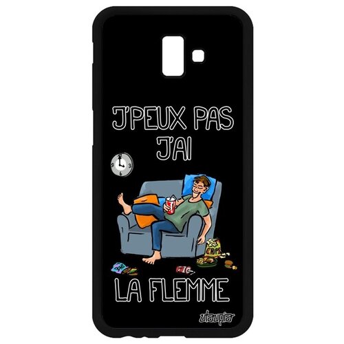 фото Противоударный чехол на смартфон // galaxy j6 plus 2018 // "не могу - мне лень!" надпись крутой, utaupia, черный