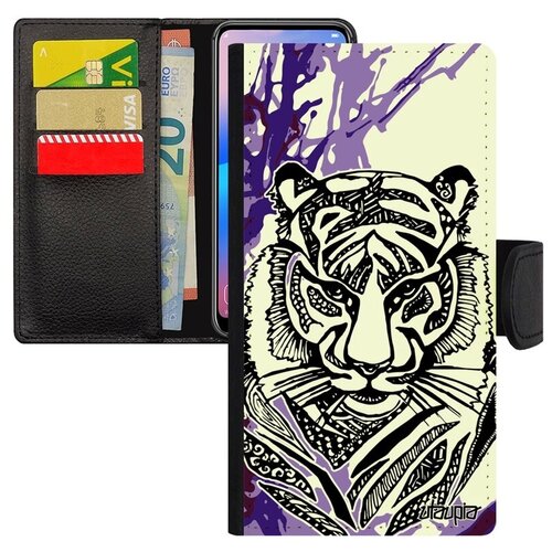 фото Новый чехол-книжка на телефон // xiaomi mi 8 // "тигр" тайга джунгли, utaupia, фиолетовый