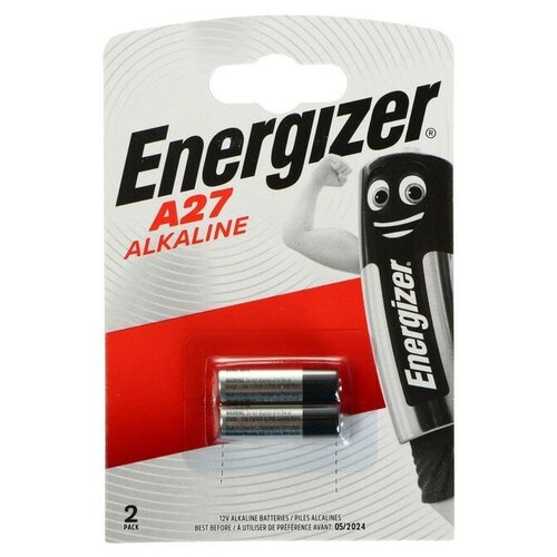 Батарейка алкалиновая Energizer, LR27 (A27, MN27) - 2BL, 1.5В, блистер, 2 шт. батарейка a27 12v алкалиновая jazzway