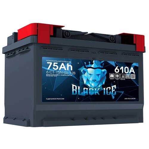 Автомобильный аккумулятор BLACK ICE 6СТ-75.0 ёмкость 75 Ач обратная полярность 0 - BI7501