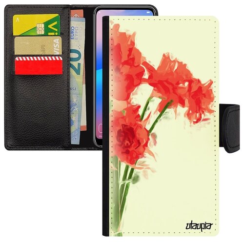 фото Красивый чехол- книжка для смарфона // samsung galaxy a40 // "цветы" дизайн flower, utaupia, белый