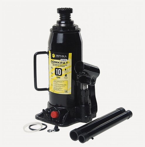 Изображение товара Домкрат гидравлический ER-80101 бутылочный с клапаном 10т, ремкомплект (выс. подъема 230-435мм) эврика