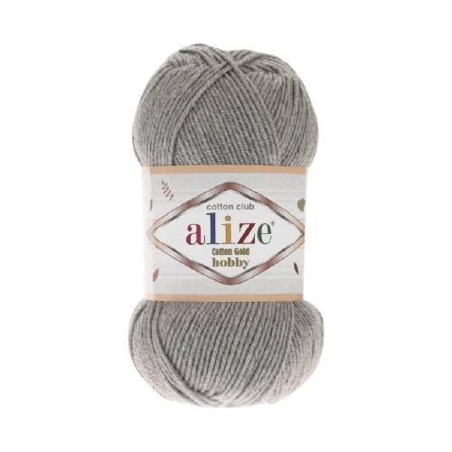 Пряжа Alize Cotton gold hobby, 55 % хлопок, 45 % акрил, 50 г, 165 м, 5 шт., 21 серый меланж 165 м