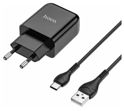 Сетевое зарядное устройство + кабель Type-C N2 USB 2.1A черный HOCO