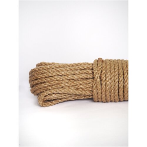 Канат джутовый (верёвка) для рукоделия, вязания когтеточки 8 мм 100 метров. Нить, пряжа, Бечевка