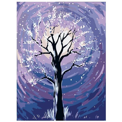 дерево мира раскраска по номерам на холсте живопись по номерам Дерево в лунном свете Раскраска по номерам на холсте Живопись по номерам