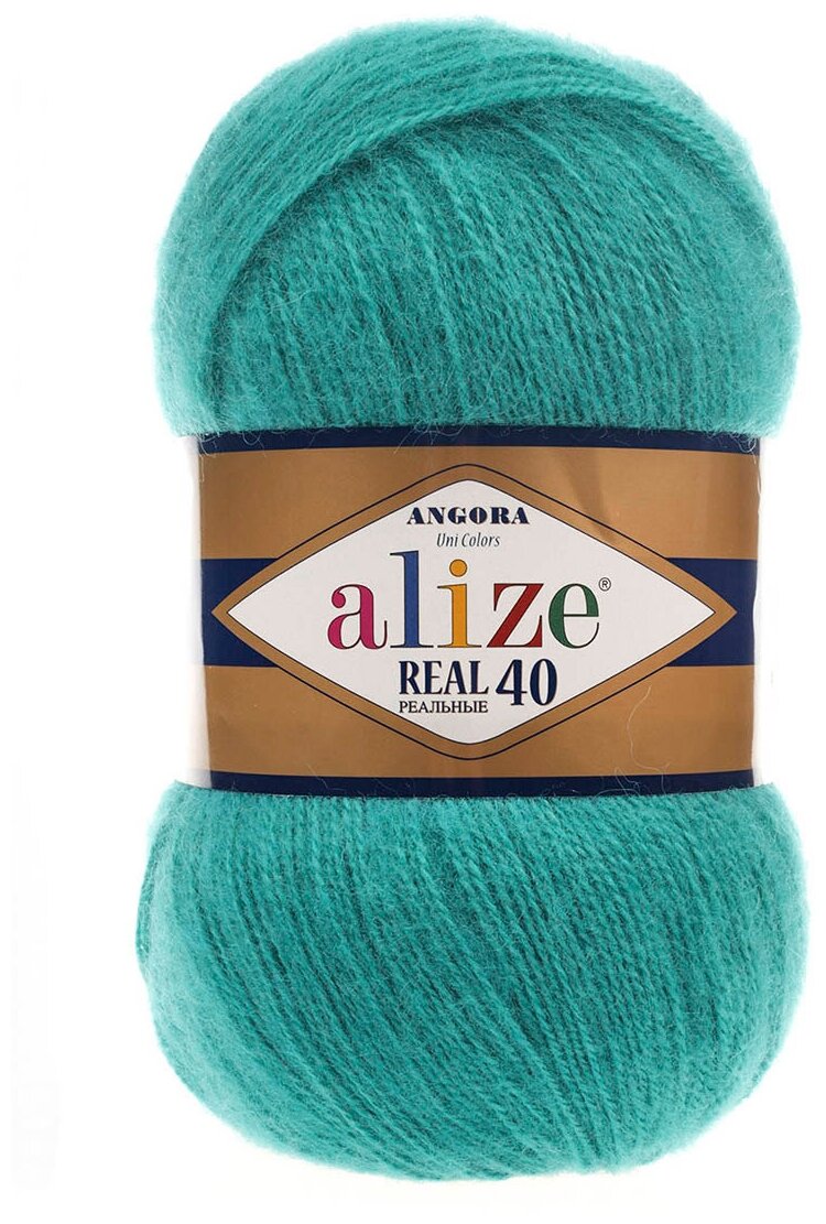 Пряжа для вязания ALIZE 'Angora real 40', 100 г, 480м (40% шерсть, 60% акрил) (570 светлый изумруд), 5 мотков