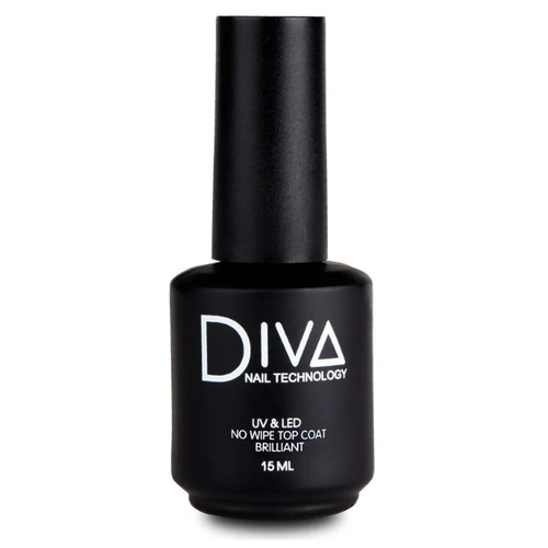 Diva Nail Technology Верхнее покрытие No Wipe Top Coat Brilliant, прозрачный, 15 мл