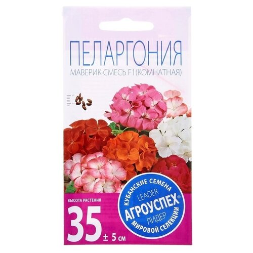 Агроуспех Семена комнатных цветов Пеларгония Cмесь, 4 шт.