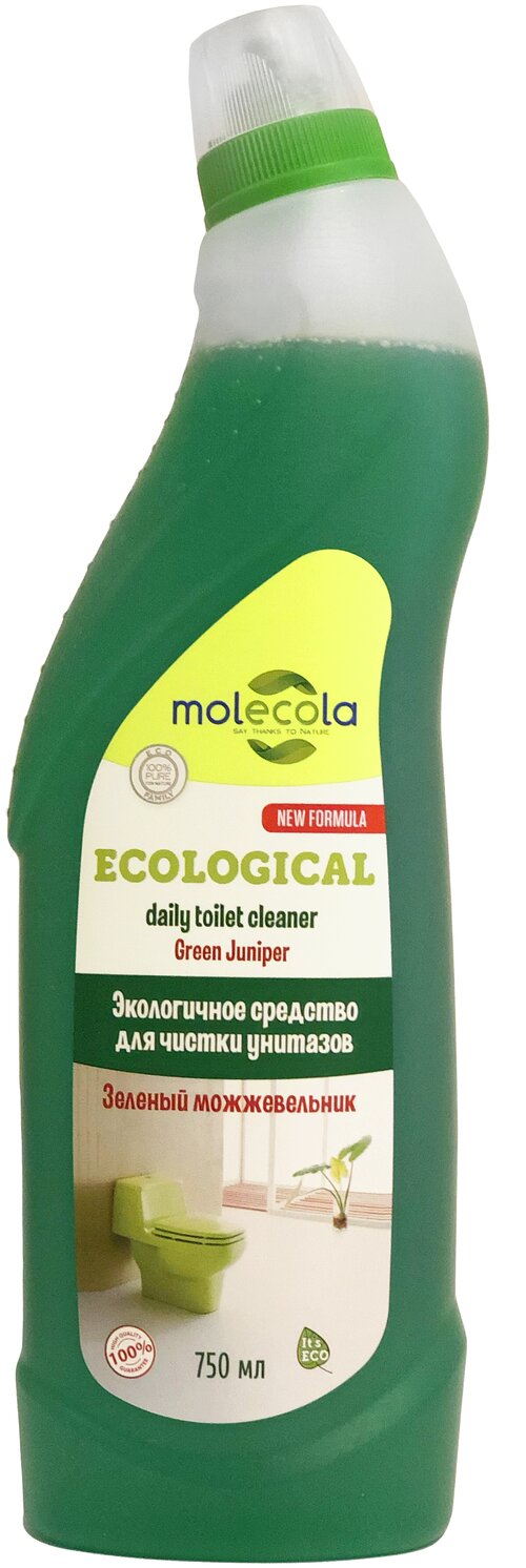 Эко-гель для чистки унитазов и сантехники Зеленый можжевельник Molecola, 750 мл, 750 г