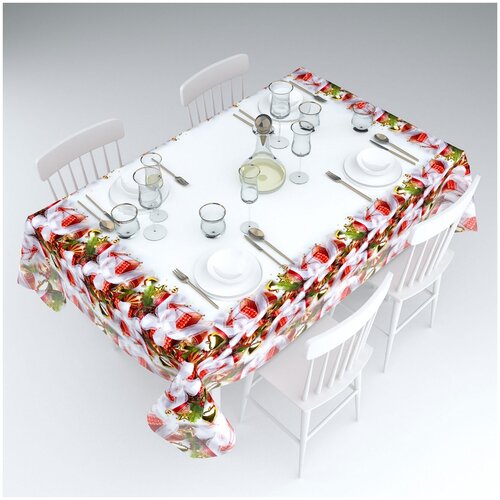фото Скатерть подарочный орнамент цвет: белый (145х220 см) сирень