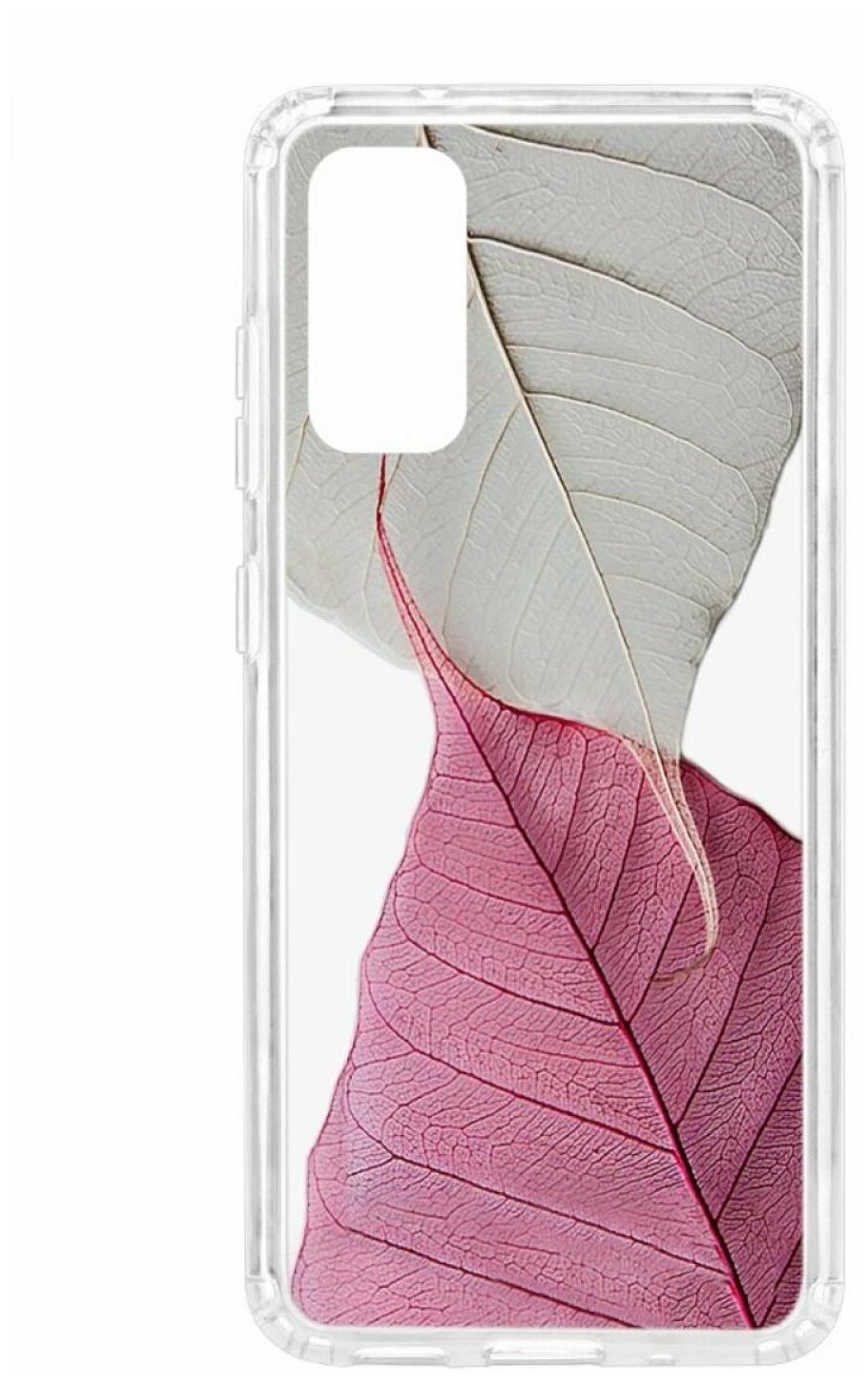 Чехол для Samsung Galaxy S20 Kruche Print Pink and white, пластиковая накладка, силиконовый бампер с защитой камеры, защитный прозрачный кейс с рисунком