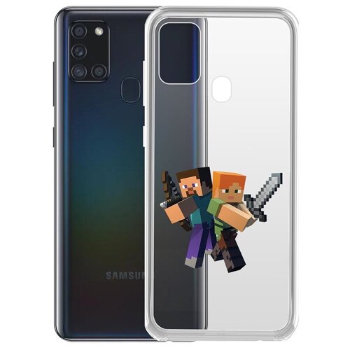 Чехол-накладка Krutoff Clear Case Стив и Алекс для Samsung Galaxy A21s (A217)