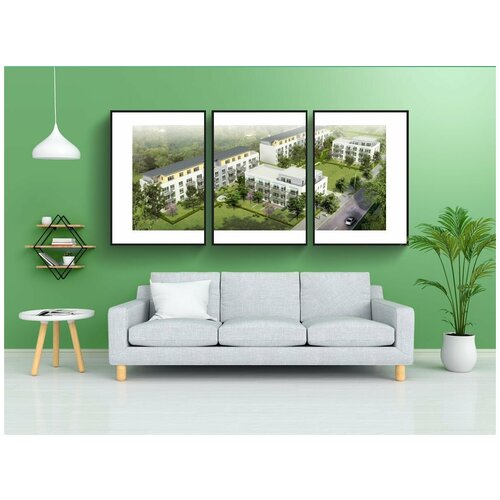 фото Набор модулных постеров для интерьера "жилой дом, вилла, рендеринг" 60x90 см. в тубусе, без рамки lotsprints