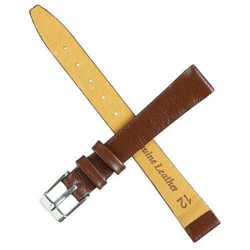 фото Ремешок для часов, женский, 12 мм, натуральная кожа, коричневый нет бренда