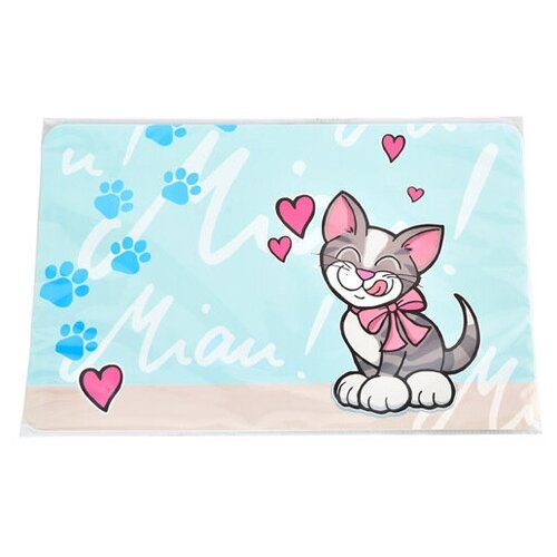 Коврик Homepet Kitty sweetie под миску (28 x 43 см) коврик под миску foxie more bones 28х43см полипропилен