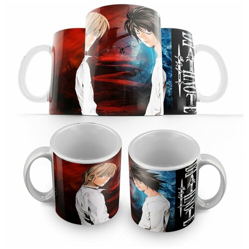 фото Кружка белая тетрадь смерти (death note, рюк, кира, эл, l, аниме, персонаж) -2 creative mug