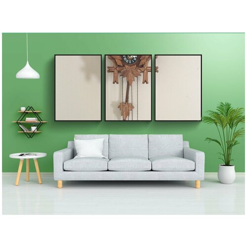 фото Набор модулных постеров для интерьера "часы, стена, винтаж" 60x90 см. в тубусе, без рамки lotsprints