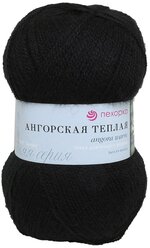 Пряжа Пехорка Ангорская тёплая, 40 % шерсть, 60 % акрил, 100 г, 480 м, 5 шт., 02 черный