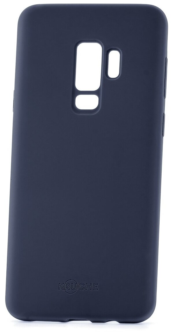 Чехол на Samsung Galaxy S9 Plus Kruche Silicone Plain Midnight синий,противоударный пластиковый кейс,защитный силиконовый бампер,софттач накладка
