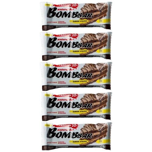 фото Протеиновый батончик bombbar protein bar 5 x 60 г, датский бисквит