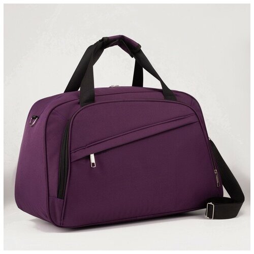 — Сумка дорожная на молнии, 2 наружных кармана, держатель для чемодана, длинный ремень, цвет фиолетовый