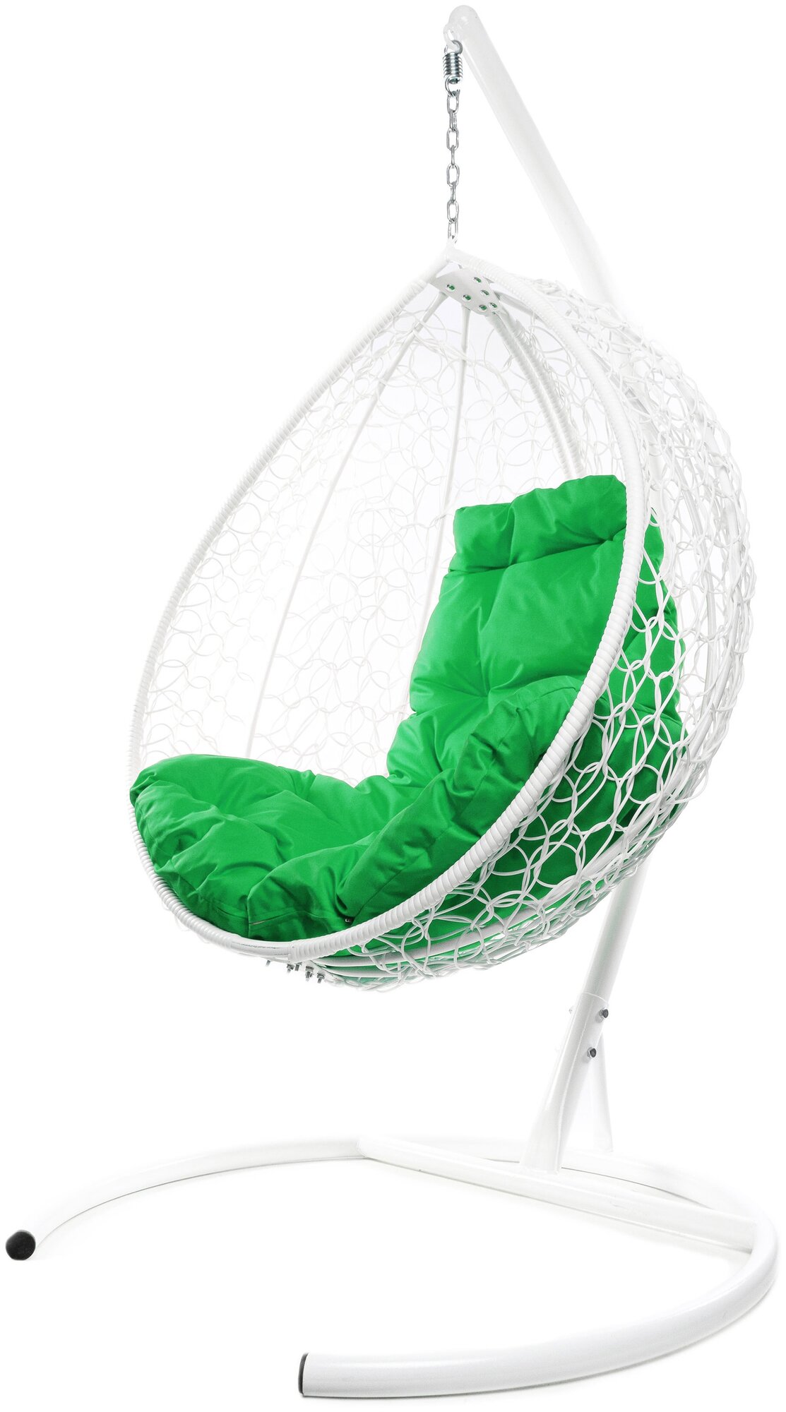 Подвесное кресло белое M-Group Капля ротанг складное,11500104 зелёная подушка - фотография № 3