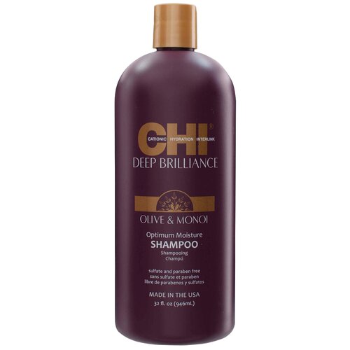 CHI шампунь Deep Brilliance Olive & Monoi Optimum Moisture, 946 мл chi увлажняющий шампунь moisture shampoo 946 мл chi deep brilliance