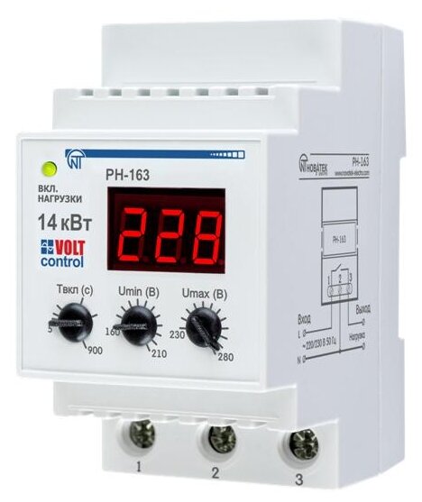 Реле напряжения РН-163 Volt Control 63А Новатек-Электро