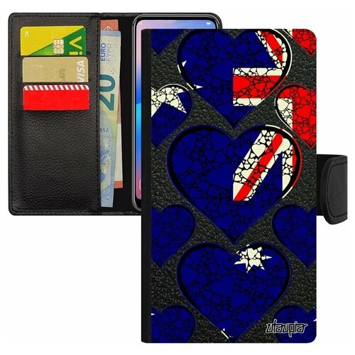 фото Чехол книжка на телефон xiaomi mi 8 lite, "флаг австралии с сердцем" любовь государственный utaupia
