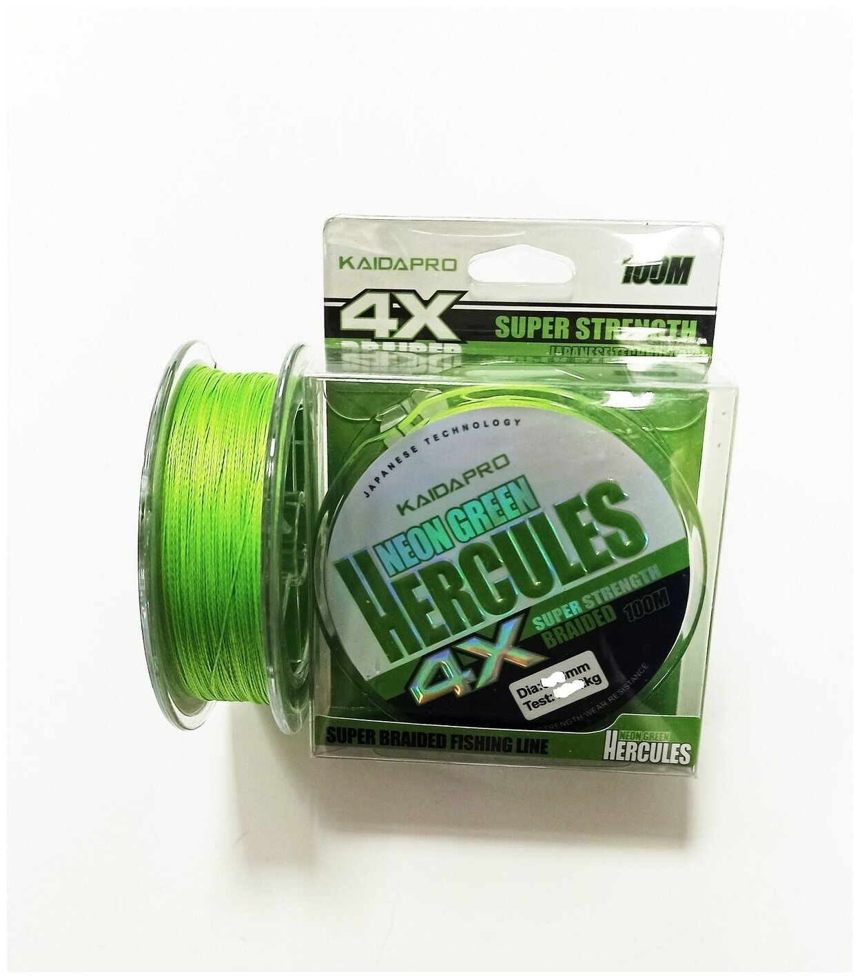 Плетенный шнур для рыбалки KAIDA PRO HERCULES Neon Green 4X 0.16 мм 100м