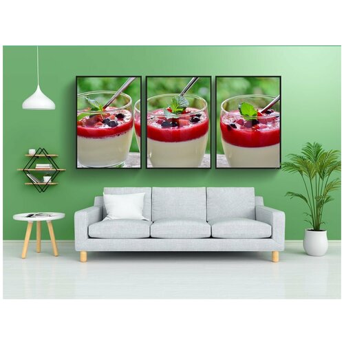 фото Набор модулных постеров для интерьера "панна котта, крем, десерт" 60x90 см. в тубусе, без рамки lotsprints