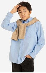 Голубая классическая рубашка для мальчика Gloria Jeans, размер 8-9л/134 (33)