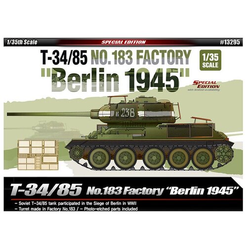 13295 Academy T-34/85 завод №183, Берлин 1945 (1:35) mtl 35063 мет траки для сборной модели танка t 50 masterclub 1 35