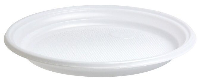 Тарелка одноразовая пластиковая Комус Эконом 200 мм белая (100 штук в упаковке) - фотография № 1