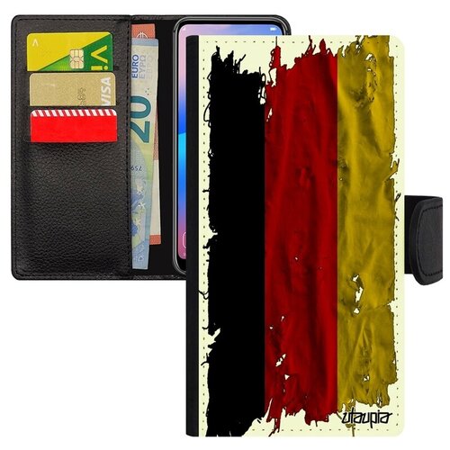 фото Красивый чехол-книжка для смарфона // xiaomi mi 8 // "флаг германии на ткани" страна государственный, utaupia, белый