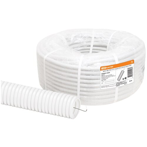 Труба гофрированная ПВХ d 20 с зондом 50 м легкая белая TDM 1577₽