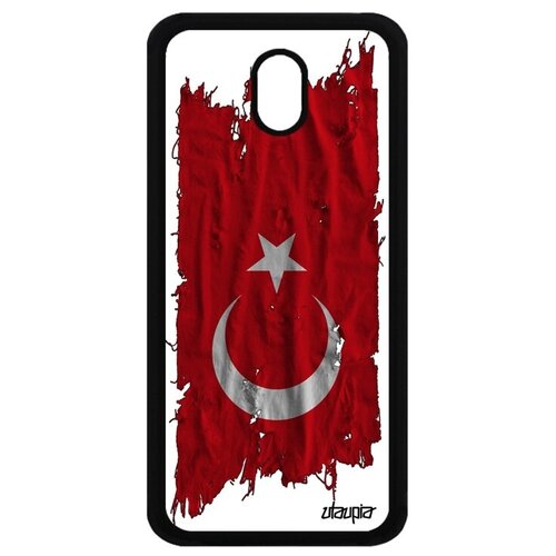 фото Ударопрочный чехол на мобильный // galaxy j3 2017 // "флаг турции на ткани" государственный страна, utaupia, белый