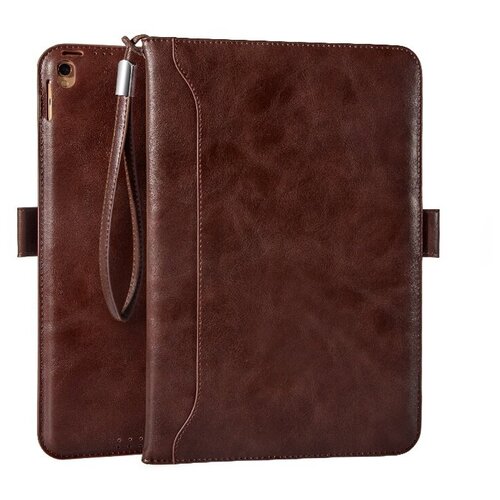 фото Чехол-обложка mypads бизнес для apple ipad 9.7 (2017) и apple ipad 9.7 (2018) - a1822, a1823, a1893, a1954 с визитницей и держателем для руки из качественной импортной кожи коричневый