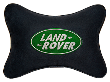 Автомобильная подушка на подголовник алькантара Black с логотипом автомобиля Land Rover