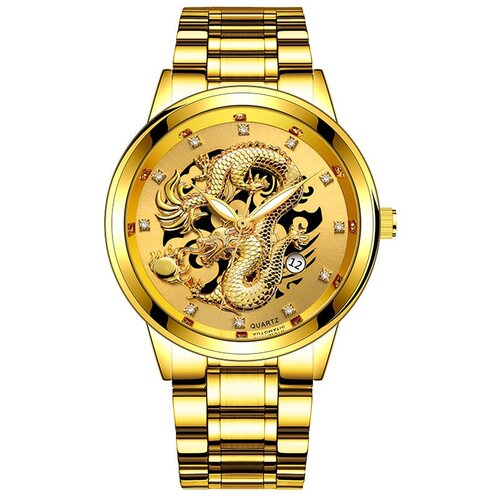 Элегантные мужские наручные кварцевые часы с драконом