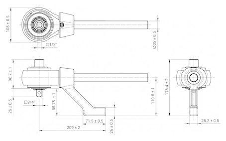 GARWIN INDUSTRIAL 520225-34-15-1500 Усилитель крутящего момента, мультипликатор 1:5, 1/2" х 3/4" 1500 Нм - фото №2