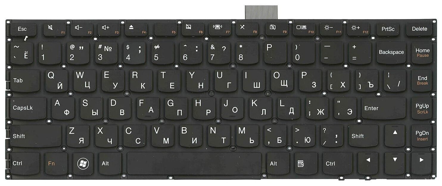 Клавиатура для ноутбука Lenovo IdeaPad U300 черная без рамки 1610₽