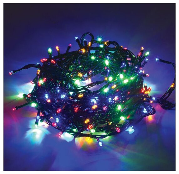 Электрогирлянда светодиодная золотая сказка "Стандарт", 200 ламп, 10 м, многоцветная, контроллер