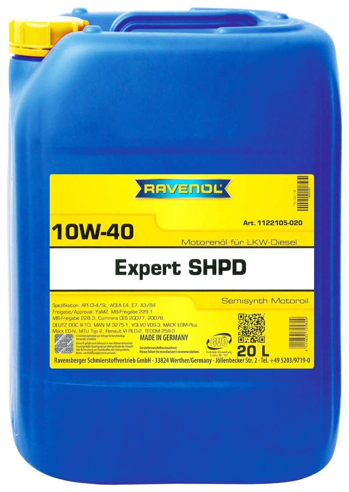 Синтетическое моторное масло RAVENOL Expert SHPD 10W-40