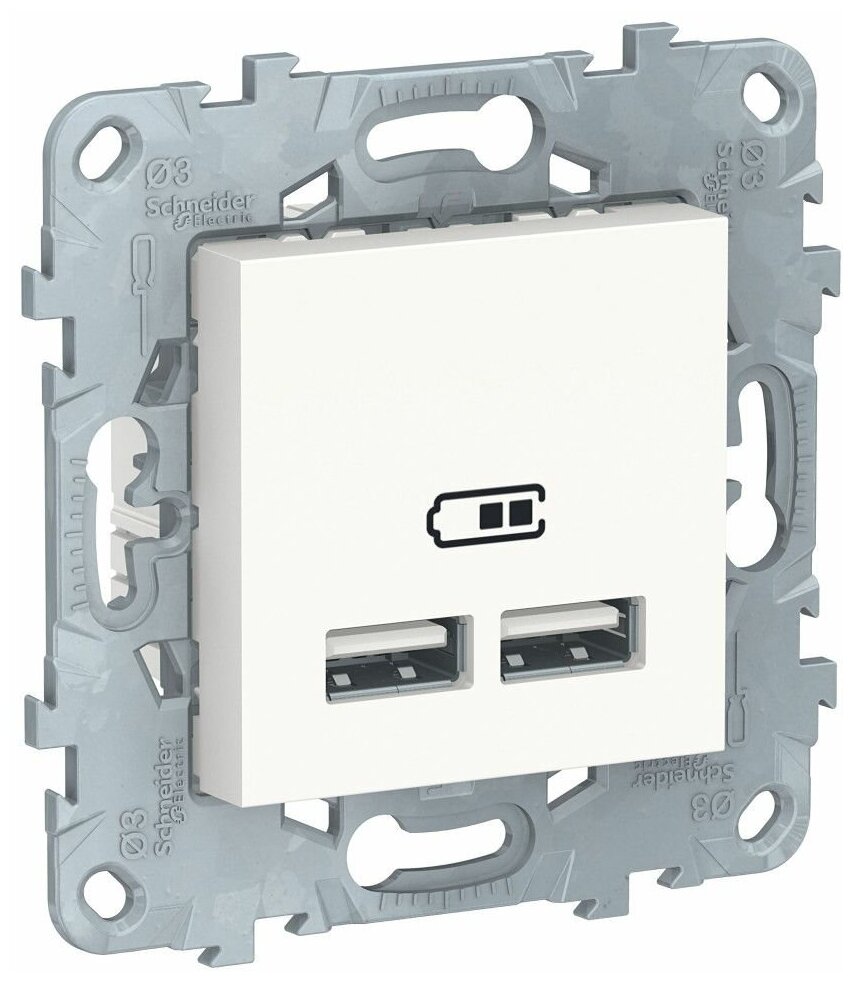 UNICA NEW Розетка USB, 2-местная, 5 В / 2100 мА, белый Schneider Electric NU541818